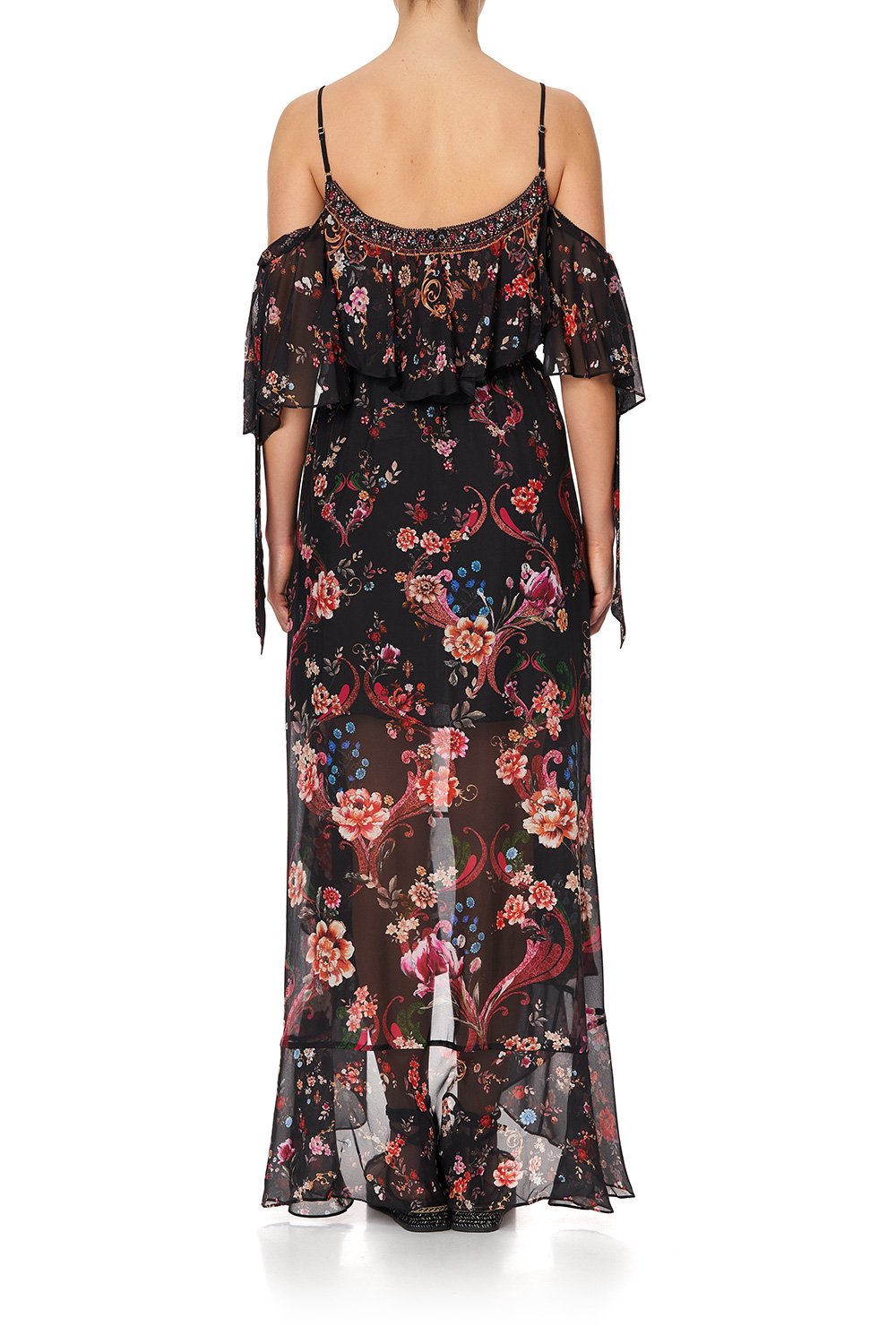 RUFFLE DRESS WITH TIE SLEEVE A GIRL LIKE YOU