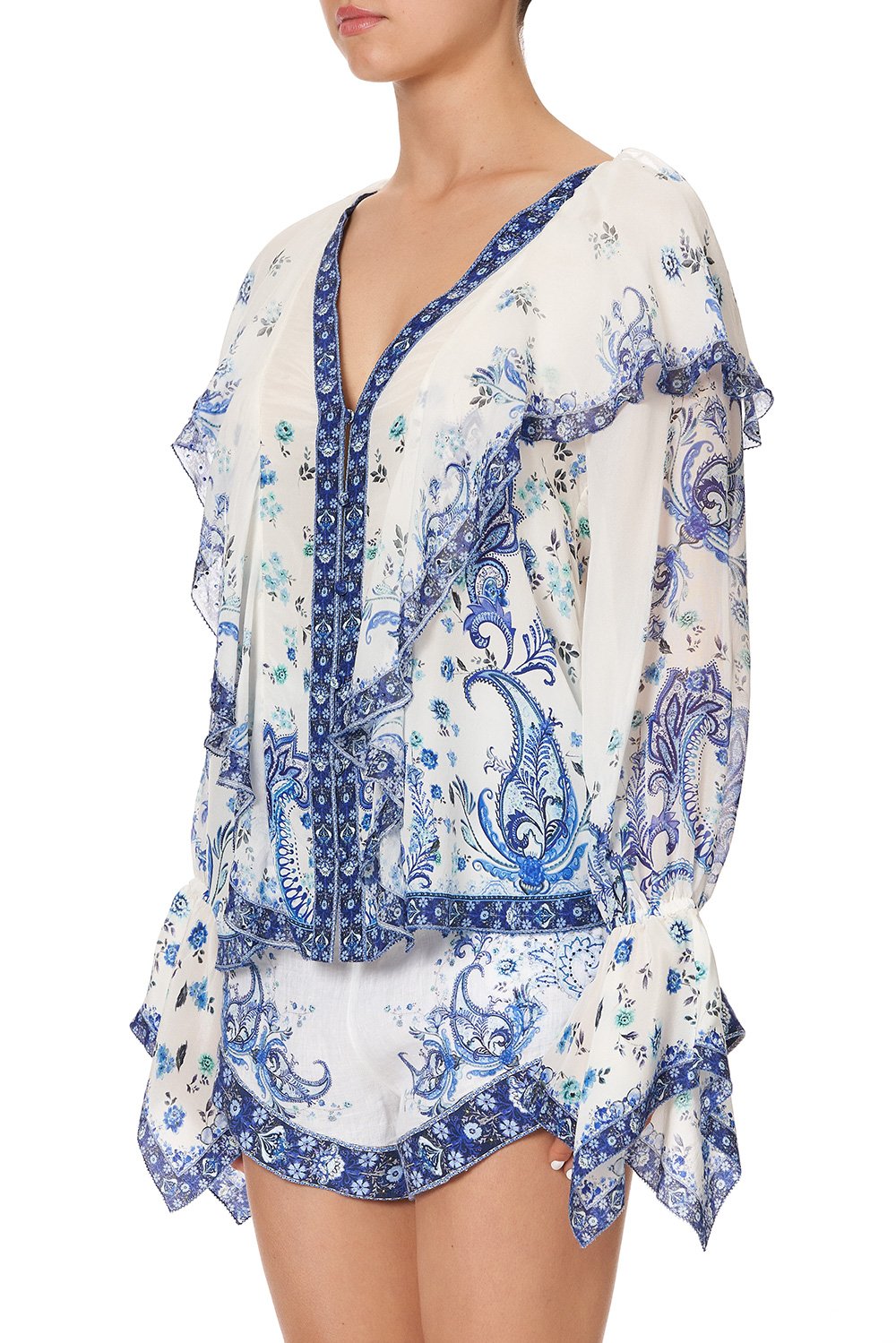 RUFFLE FRONT BLOUSE TALKING ABOUT A REVOLUTION