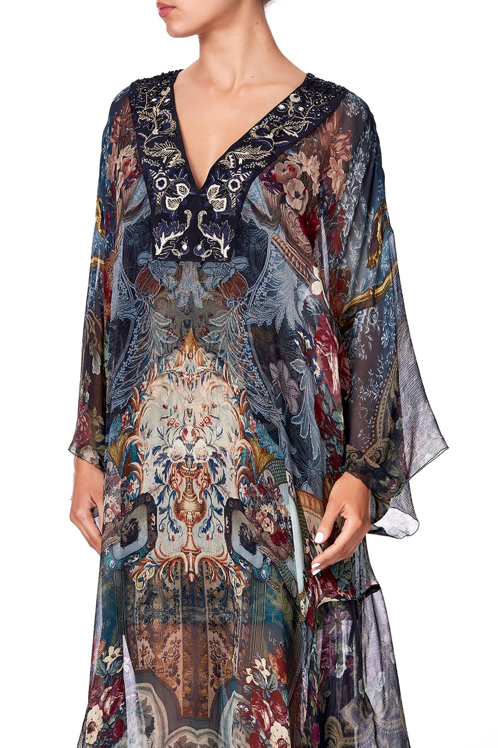 SHEER KAFTAN WITH TIE AND SLIP HOTEL BOHEME