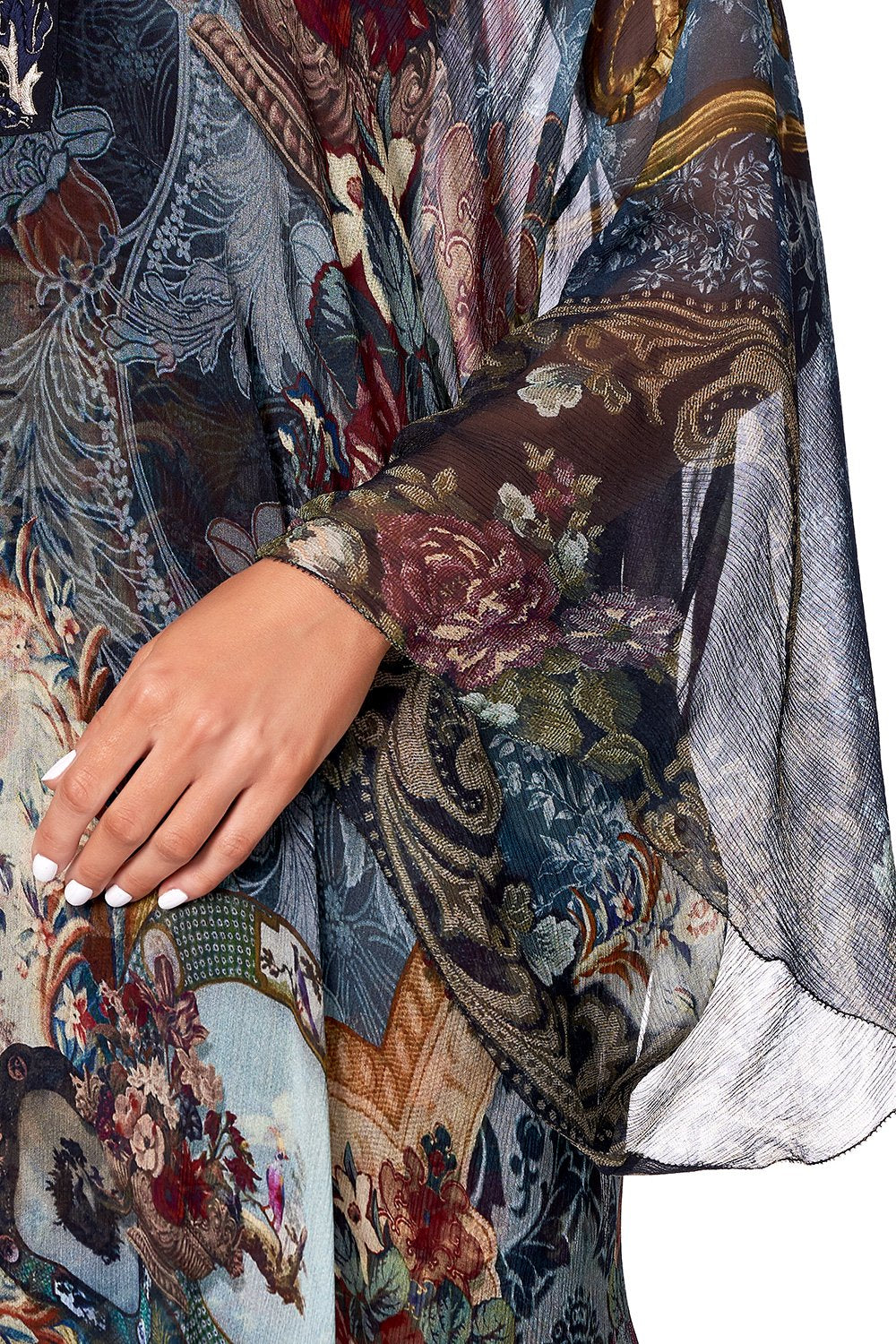 SHEER KAFTAN WITH TIE AND SLIP HOTEL BOHEME