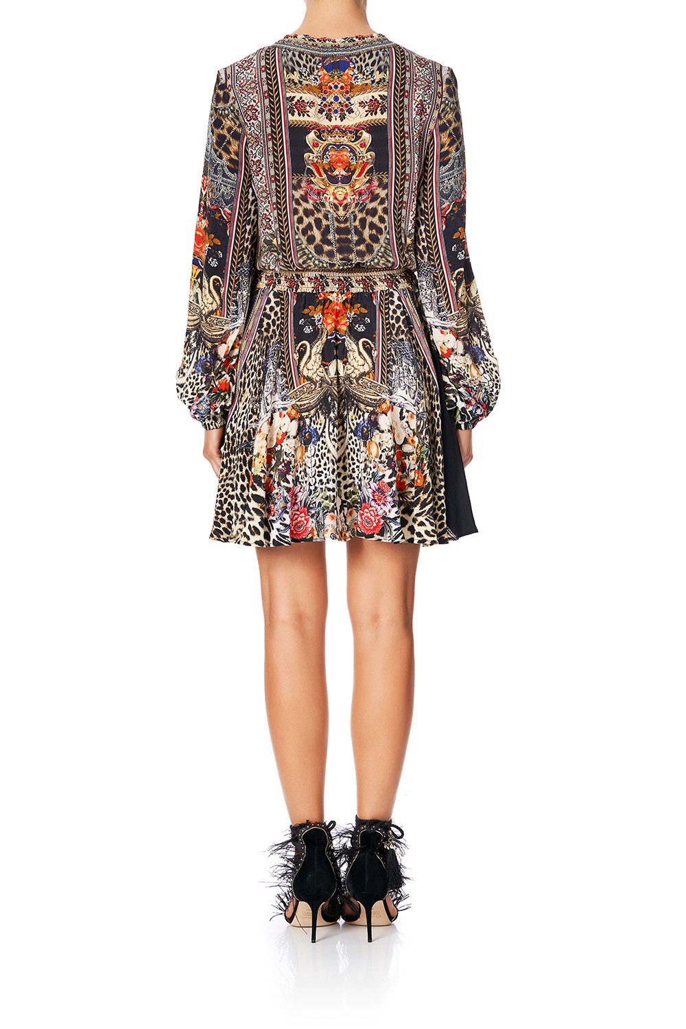 CAMILLA SHIRRED RELAXED SHORT DRESS MARAIS AT MIDNIGHT