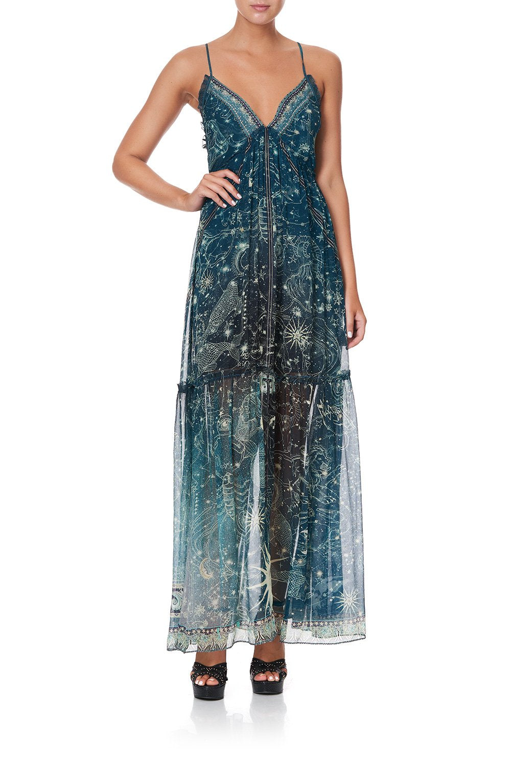 SHOESTRING STRAP GATHERED DRESS INTO THE MYSTIQUE