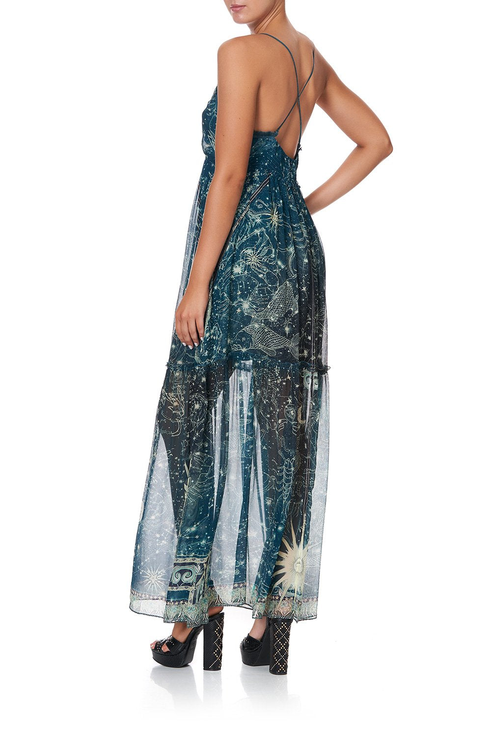 SHOESTRING STRAP GATHERED DRESS INTO THE MYSTIQUE