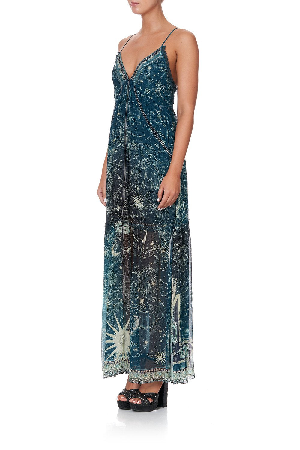 SHOESTRING STRAP GATHERED DRESS INTO THE MYSTIQUE