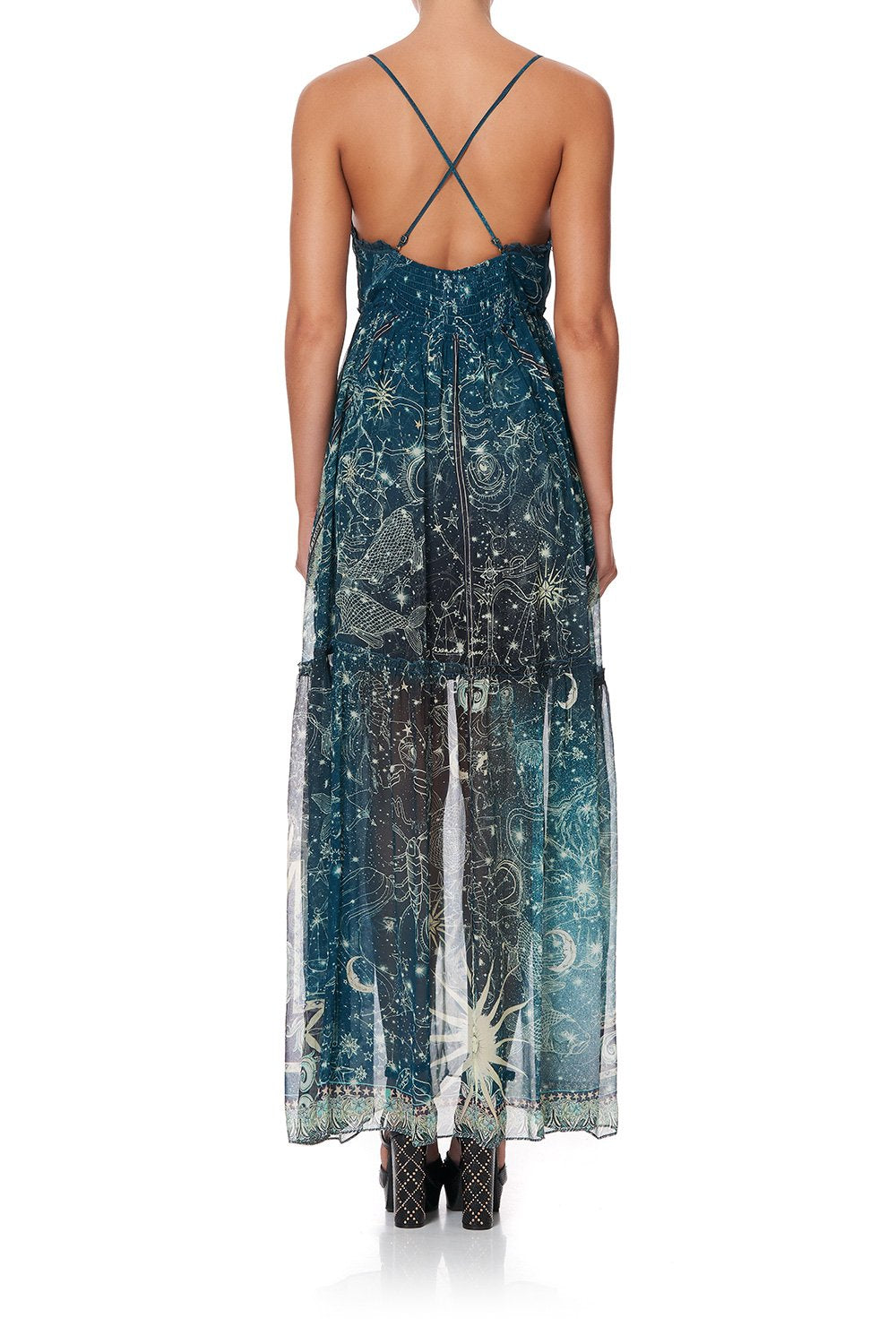 SHOESTRING STRAP GATHERED DRESS INTO THE MYSTIQUE