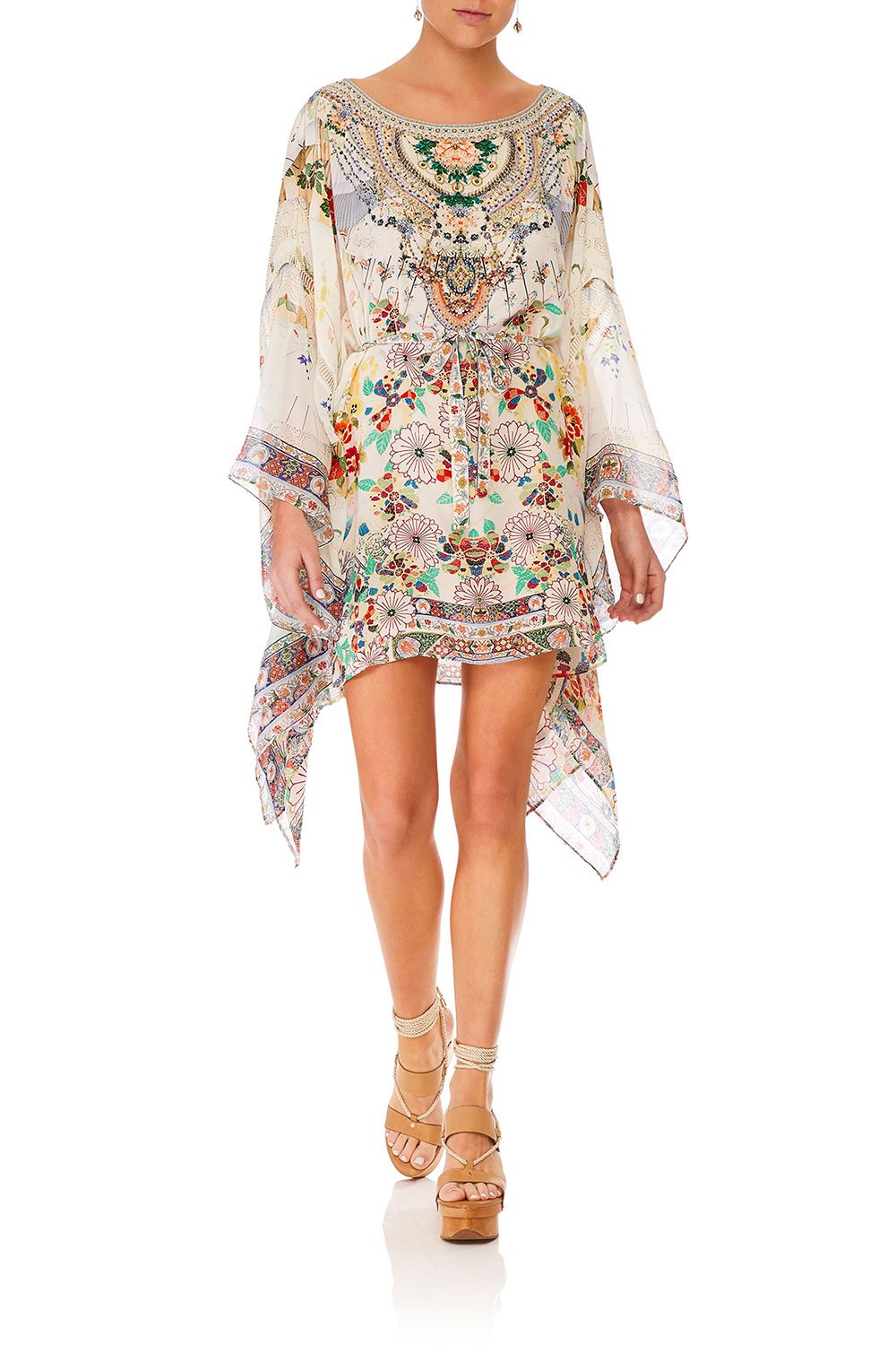CAMILLA TIME AFTER TIME SHORT KAFTAN W SHEER SLEEVE