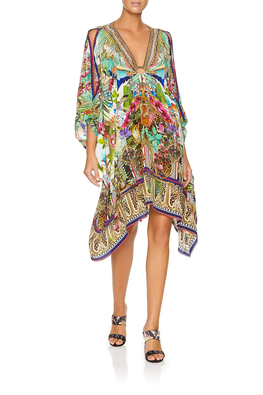 CAMILLA SHORT KAFTAN WITH HARDWARE CHAMPAGNE COAST
