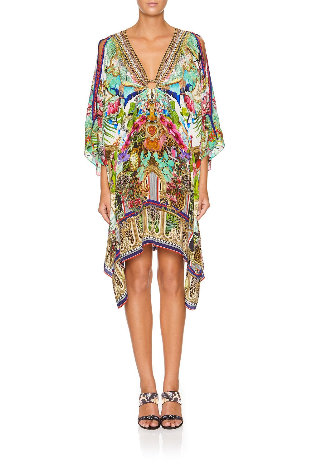 CAMILLA SHORT KAFTAN WITH HARDWARE CHAMPAGNE COAST
