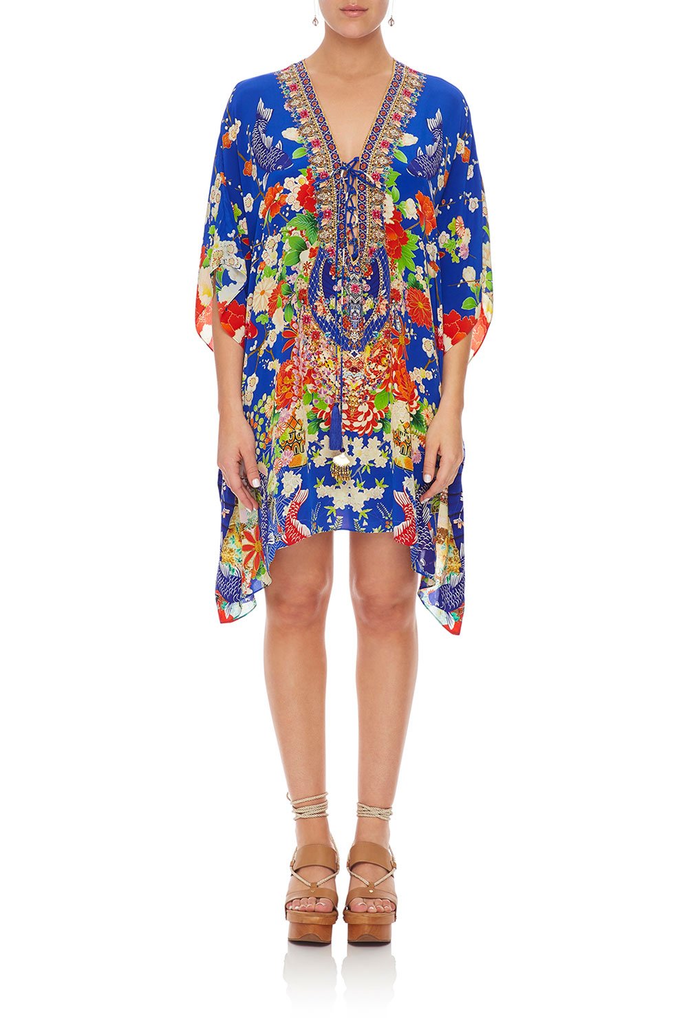 CAMILLA SHORT LACE UP KAFTAN PLAYING KOI