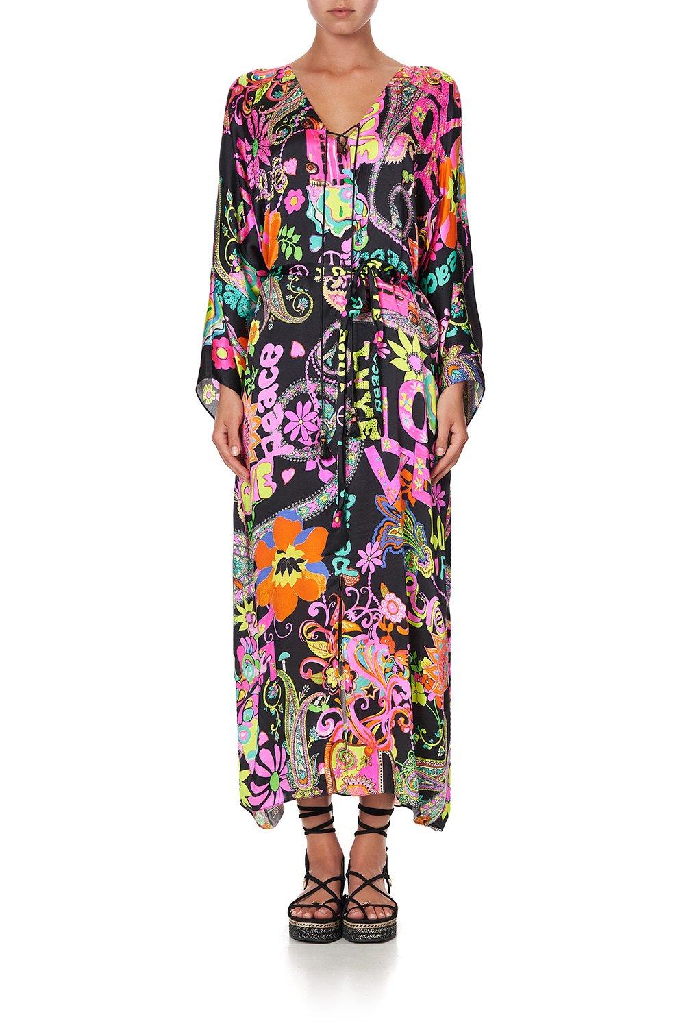 SPLIT HEM LACE UP KAFTAN PEACE LOVE AND HAIR