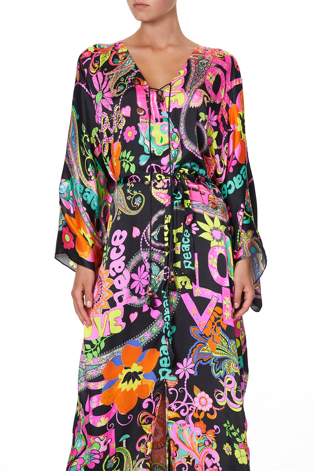 SPLIT HEM LACE UP KAFTAN PEACE LOVE AND HAIR