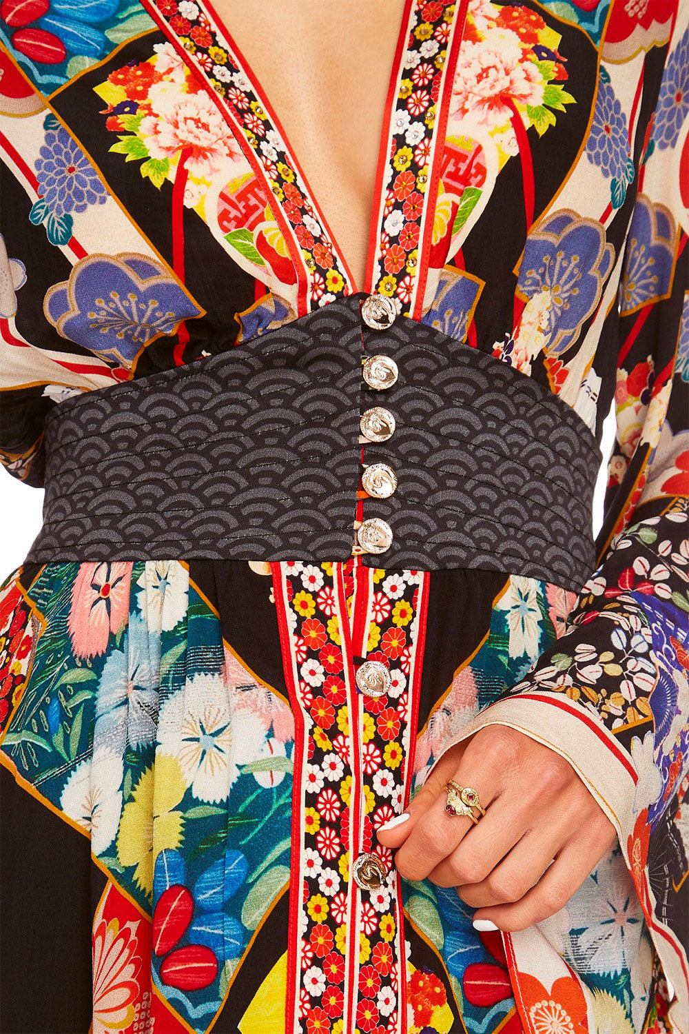 CAMILLA STAR GIRL KIMONO SLEEVE DRESS W SHIRRING DETAIL