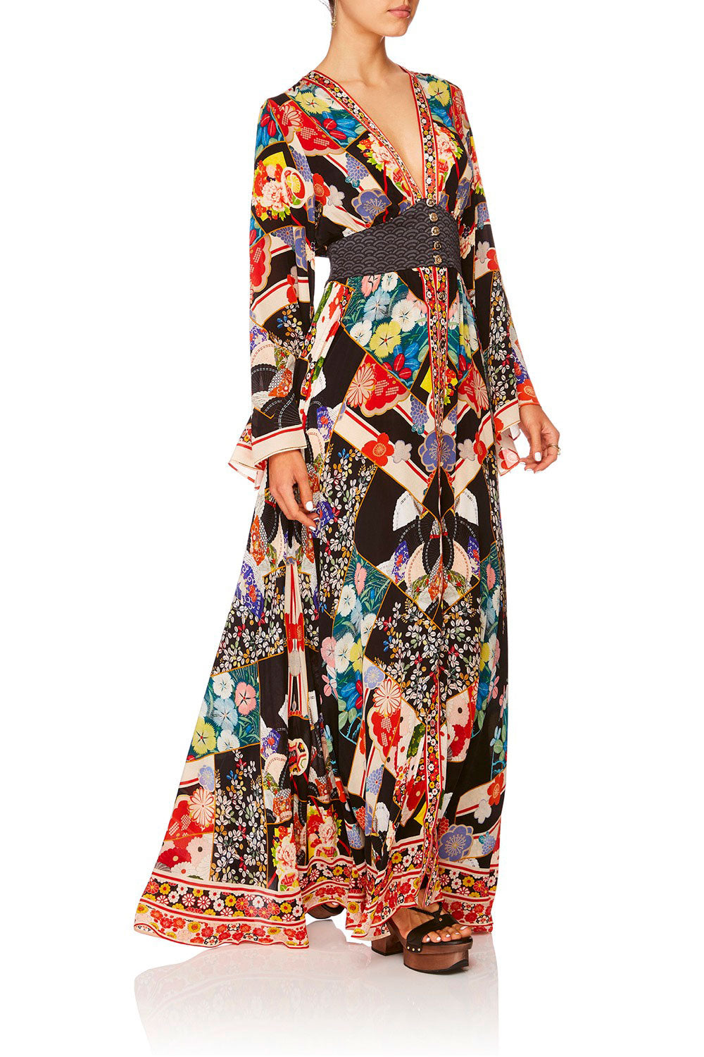 CAMILLA STAR GIRL KIMONO SLEEVE DRESS W SHIRRING DETAIL