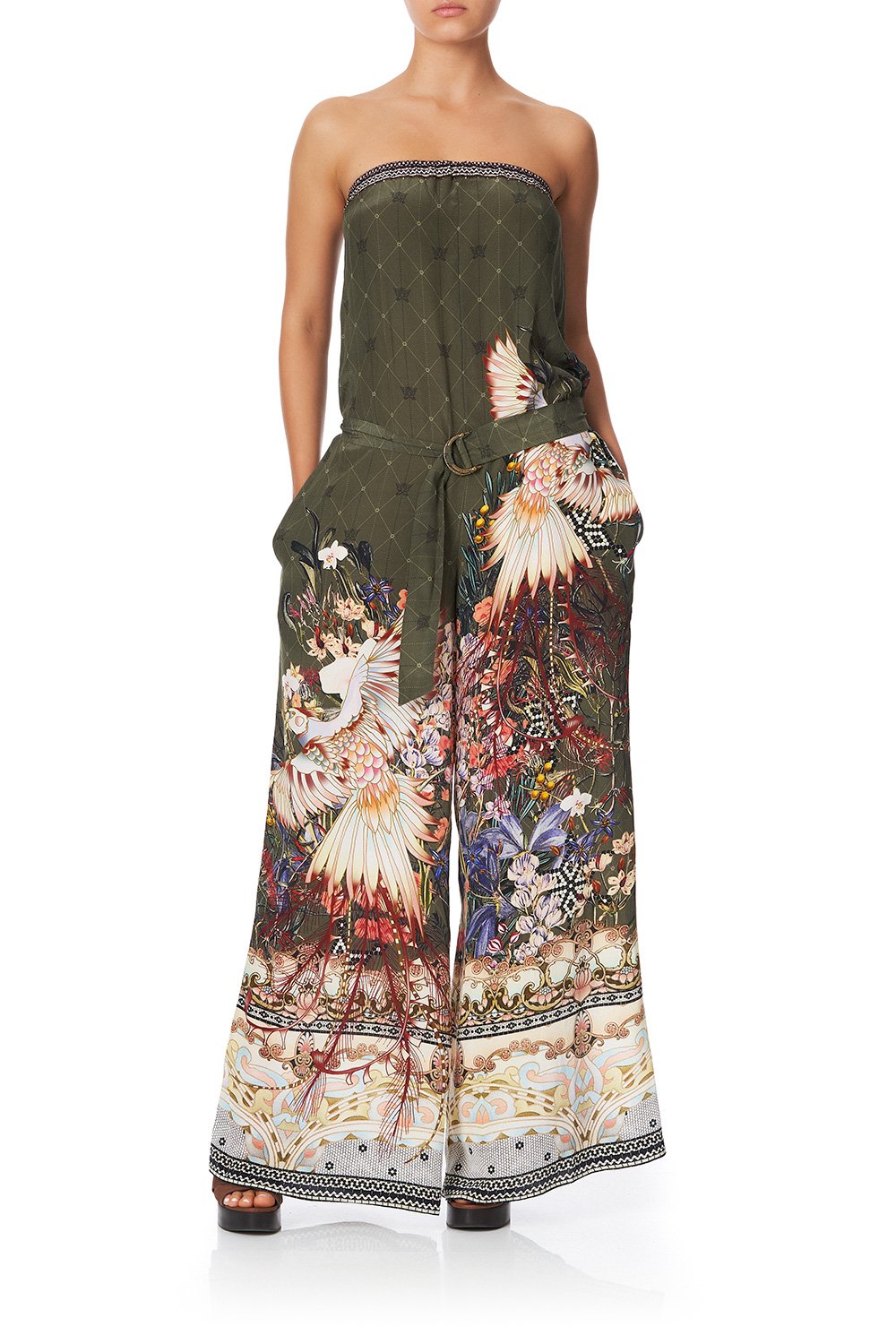 STRAPLESS JUMPSUIT WITH D RING BELT WATCHFUL WINGS