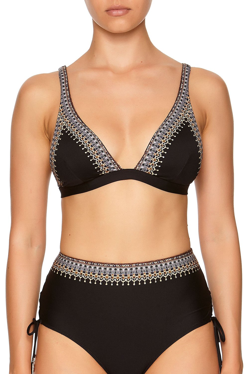 STRAPPY FIXED HIGH TRI BRA BLACK