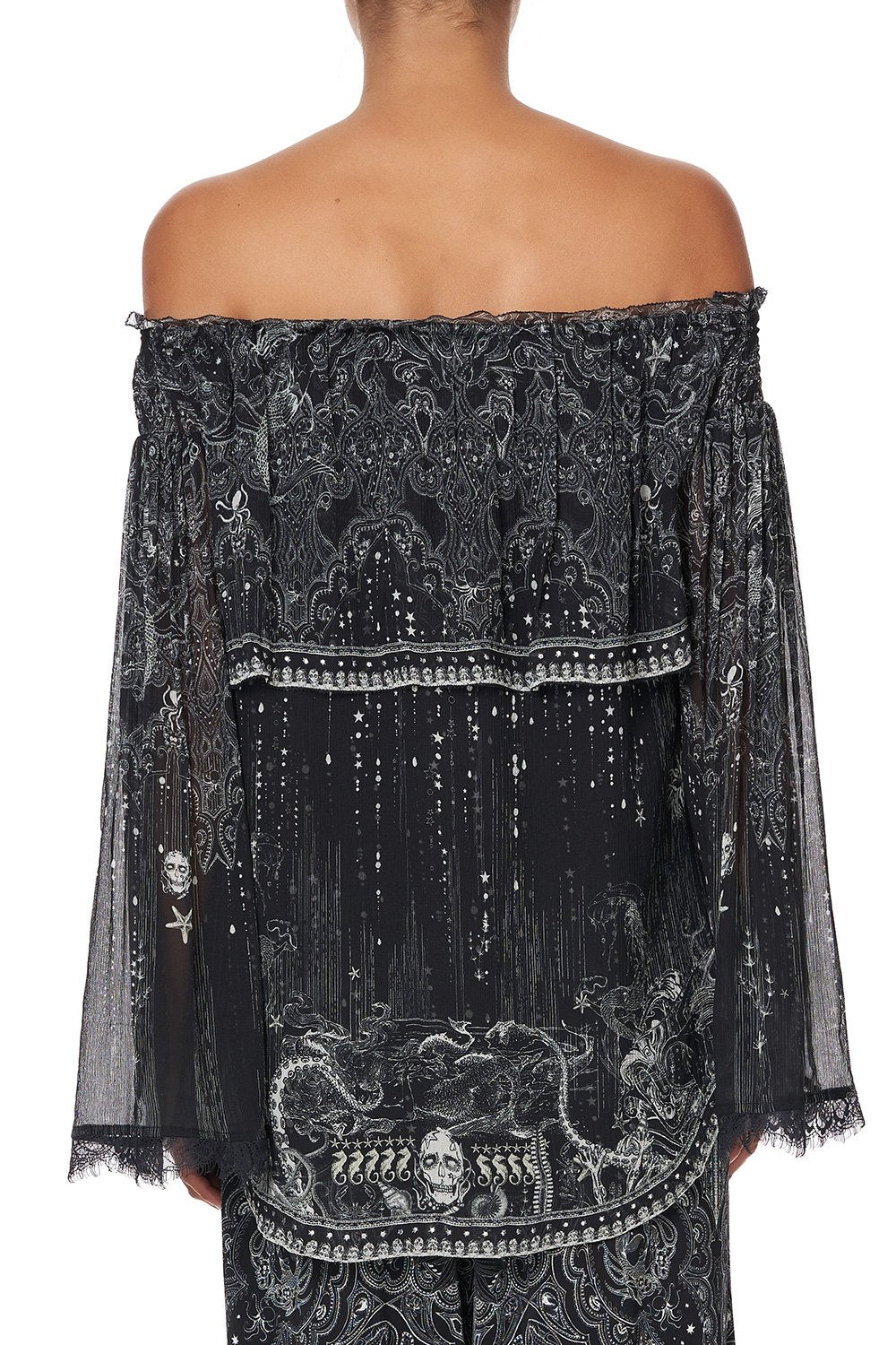 TIERED RUFFLE BLOUSE MIDNIGHT PEARL