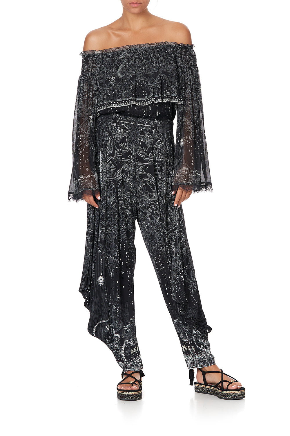 JERSEY DRAPE PANT WITH POCKET MIDNIGHT PEARL