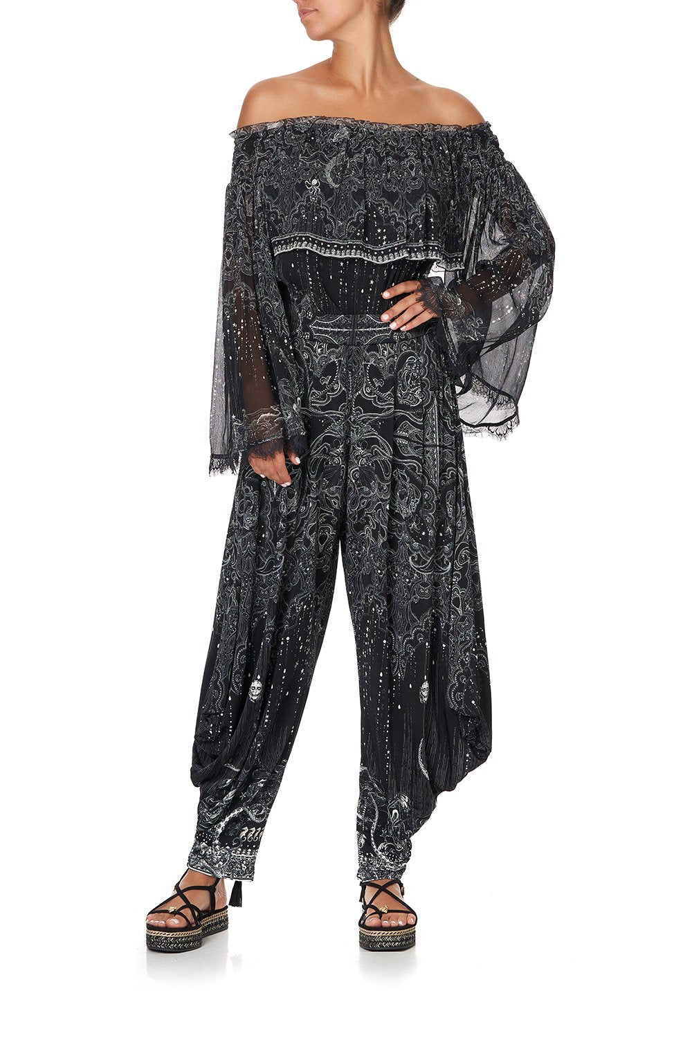 TIERED RUFFLE BLOUSE MIDNIGHT PEARL