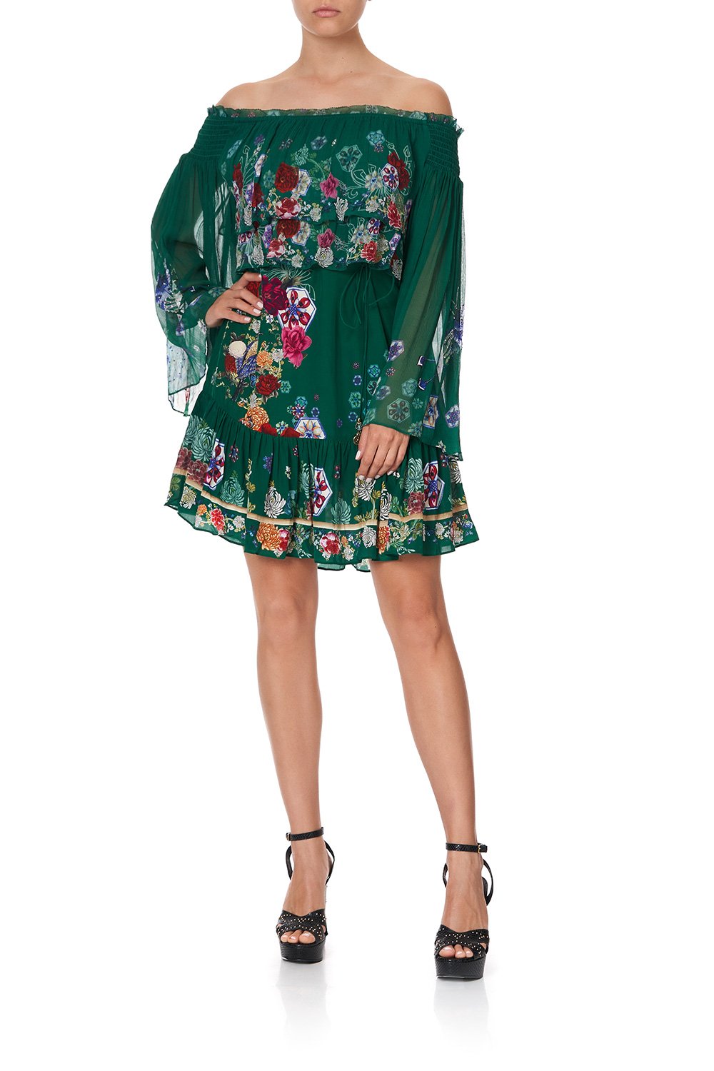 TIERED RUFFLE DRESS EMERALD'S ORBIT
