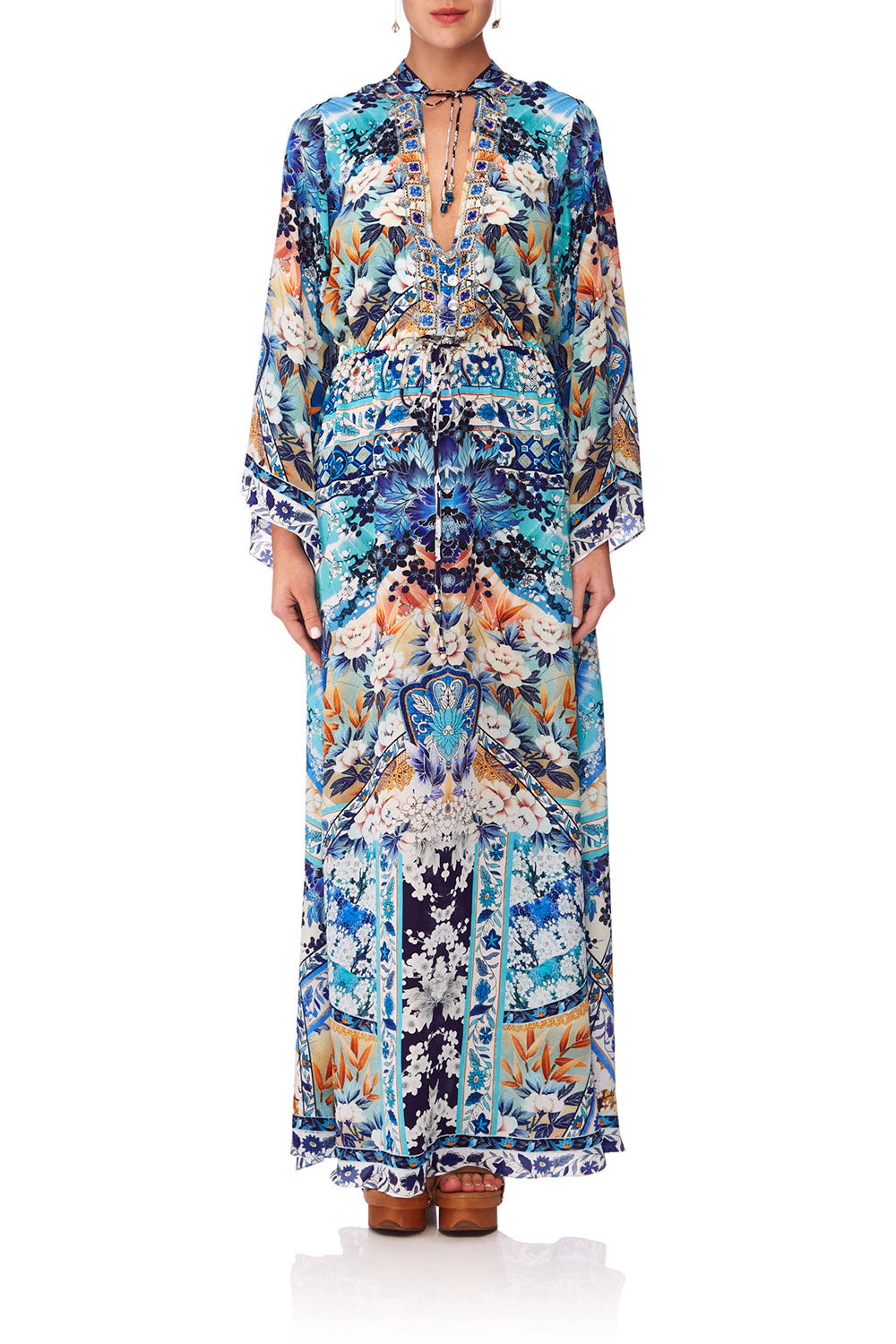 CAMILLA TOKYO TRIBE DRAWSTRING BUTTON UP DRESS