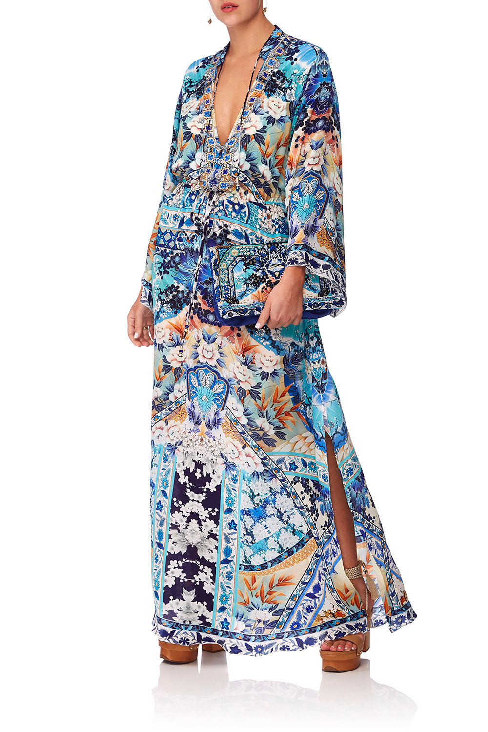 CAMILLA TOKYO TRIBE DRAWSTRING BUTTON UP DRESS