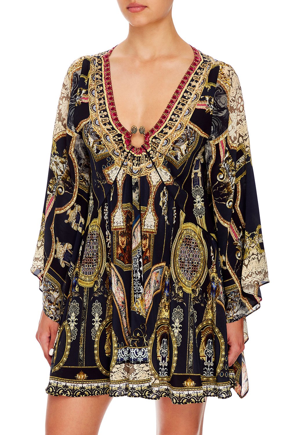 CAMILLA U-RING DRESS WITH KIMONO SLEEVE MIDNIGHT MEETING