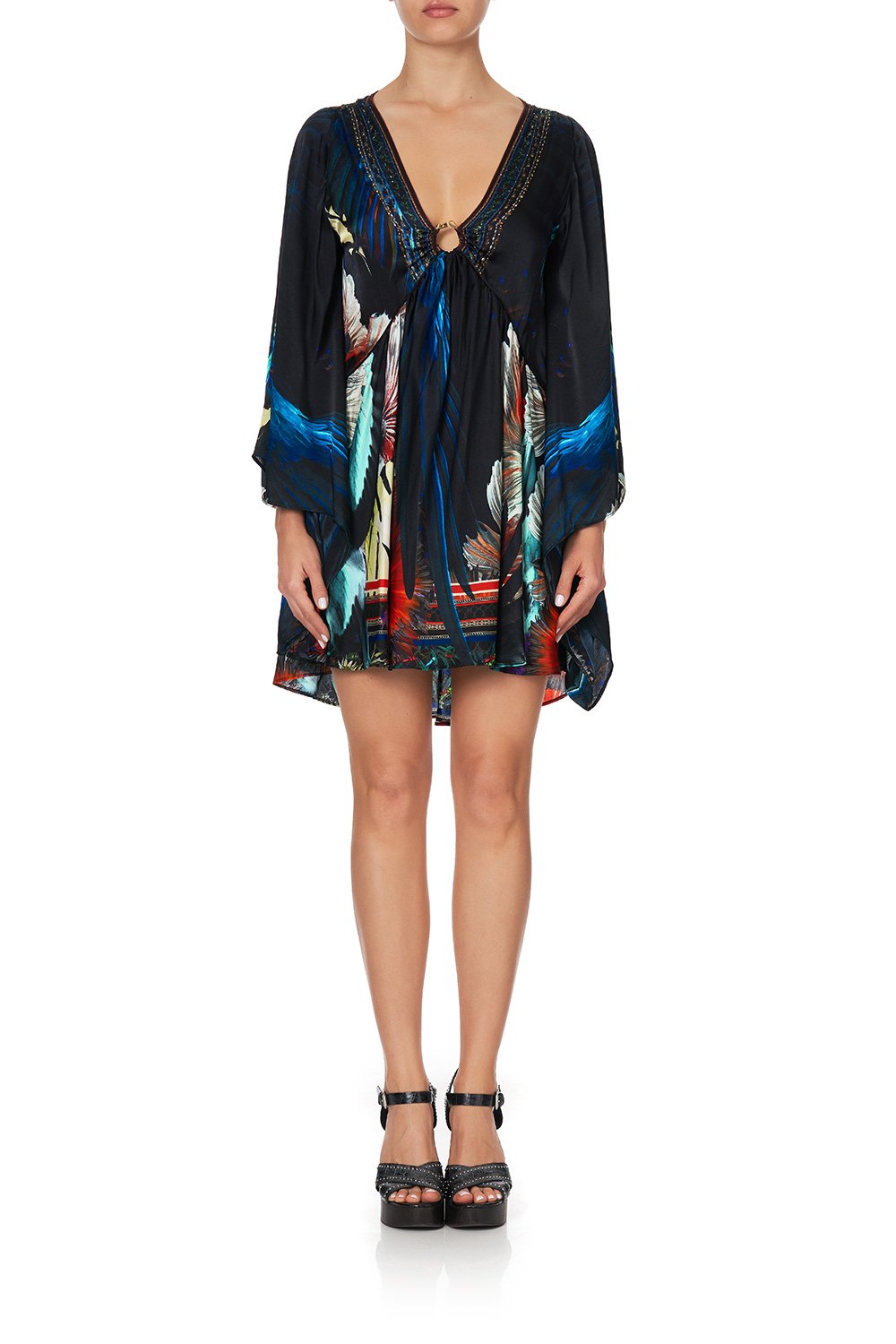U-RING DRESS WITH KIMONO SLEEVE NIGHT FLIGHT