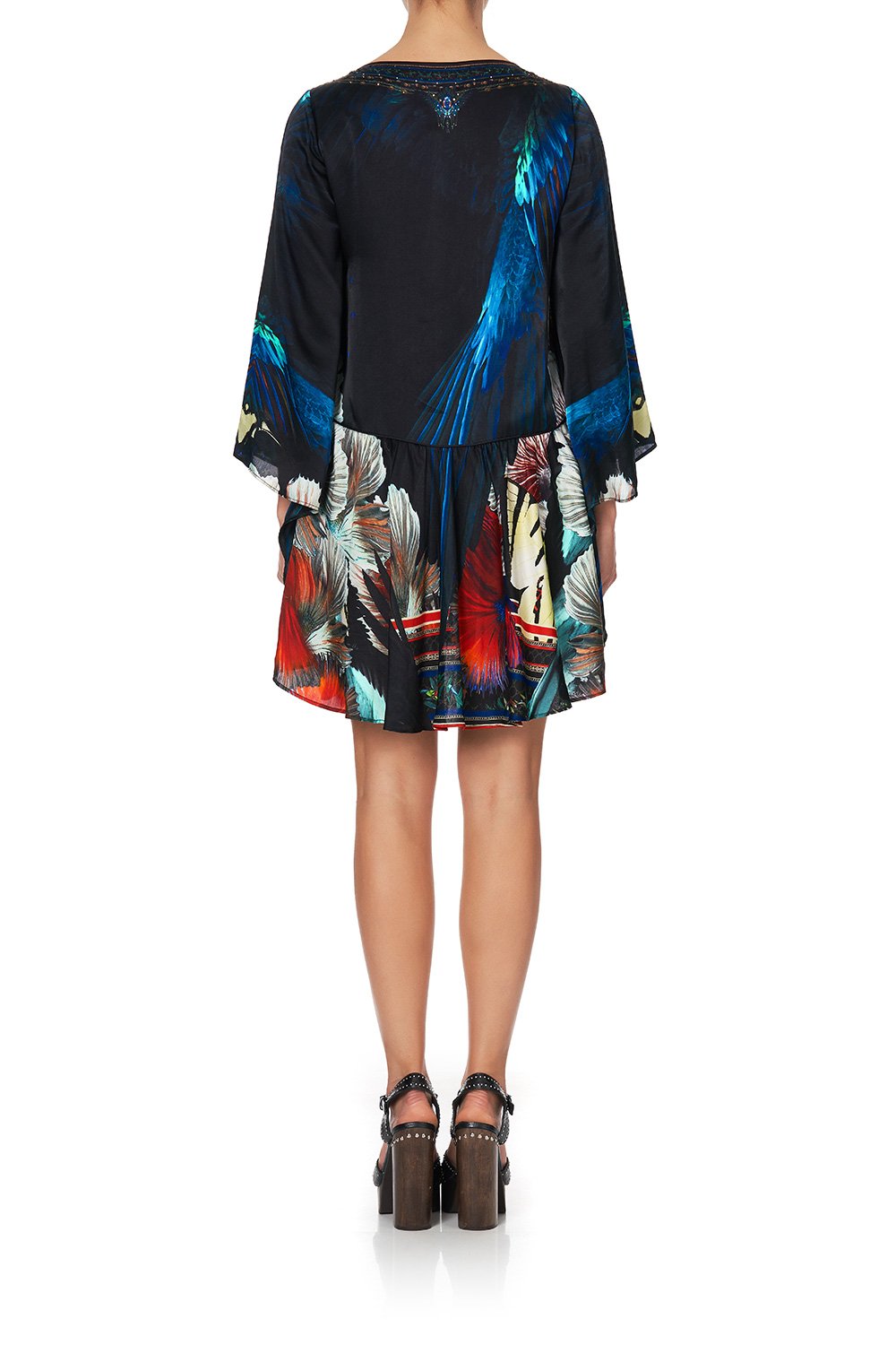 U-RING DRESS WITH KIMONO SLEEVE NIGHT FLIGHT