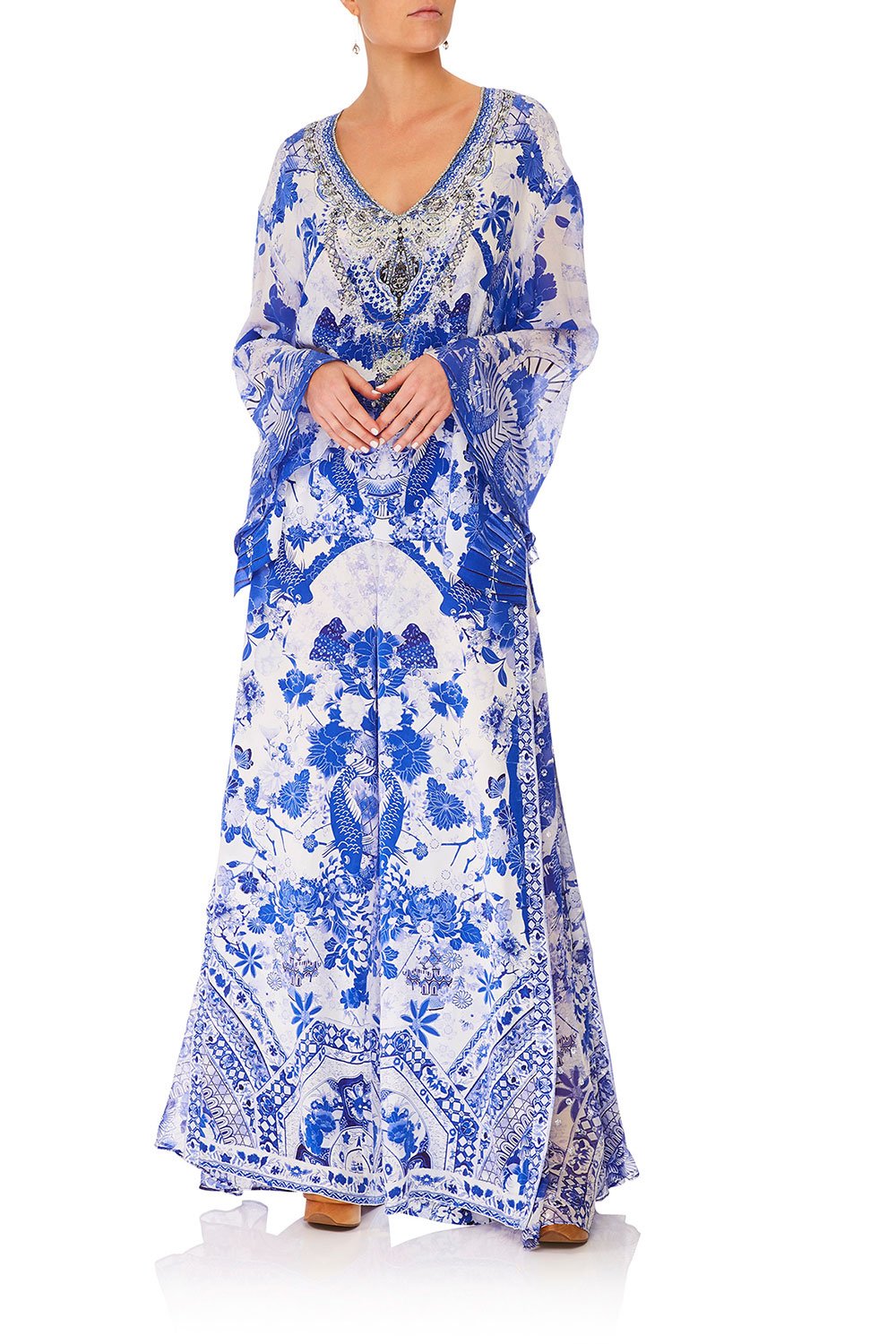 CAMILLA V-NECK A-LINE BLOUSE THE FAN SEA