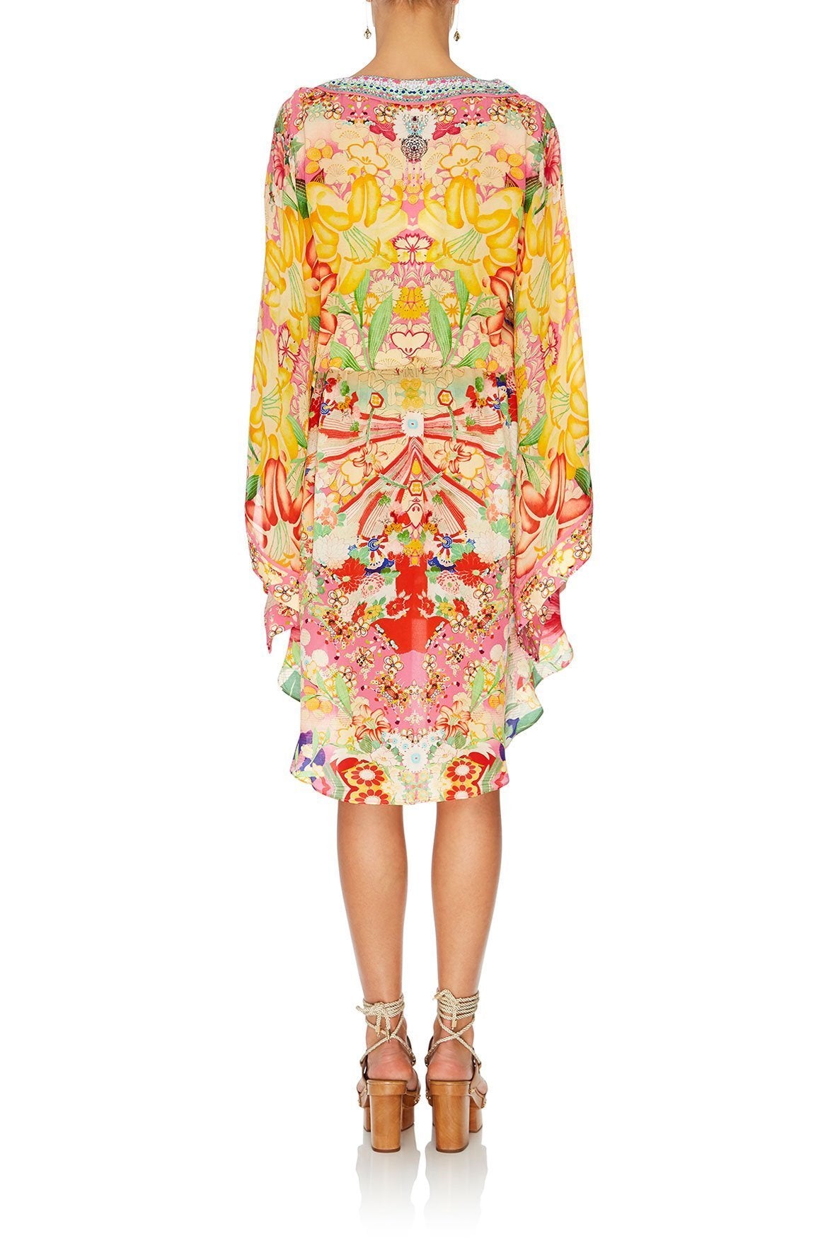 V-NECK KIMONO DRESS WITH TIE KIMONO KISSES