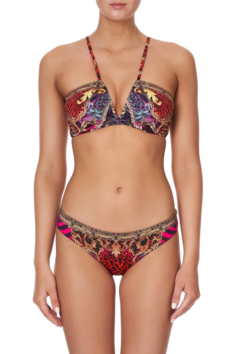 V NECK ROUCHED BANDEAU SLAVE TO THE RHYTHM