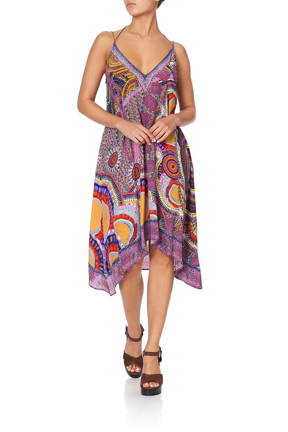 V-NECK STRAPPY FLARE DRESS WARLU DREAMING