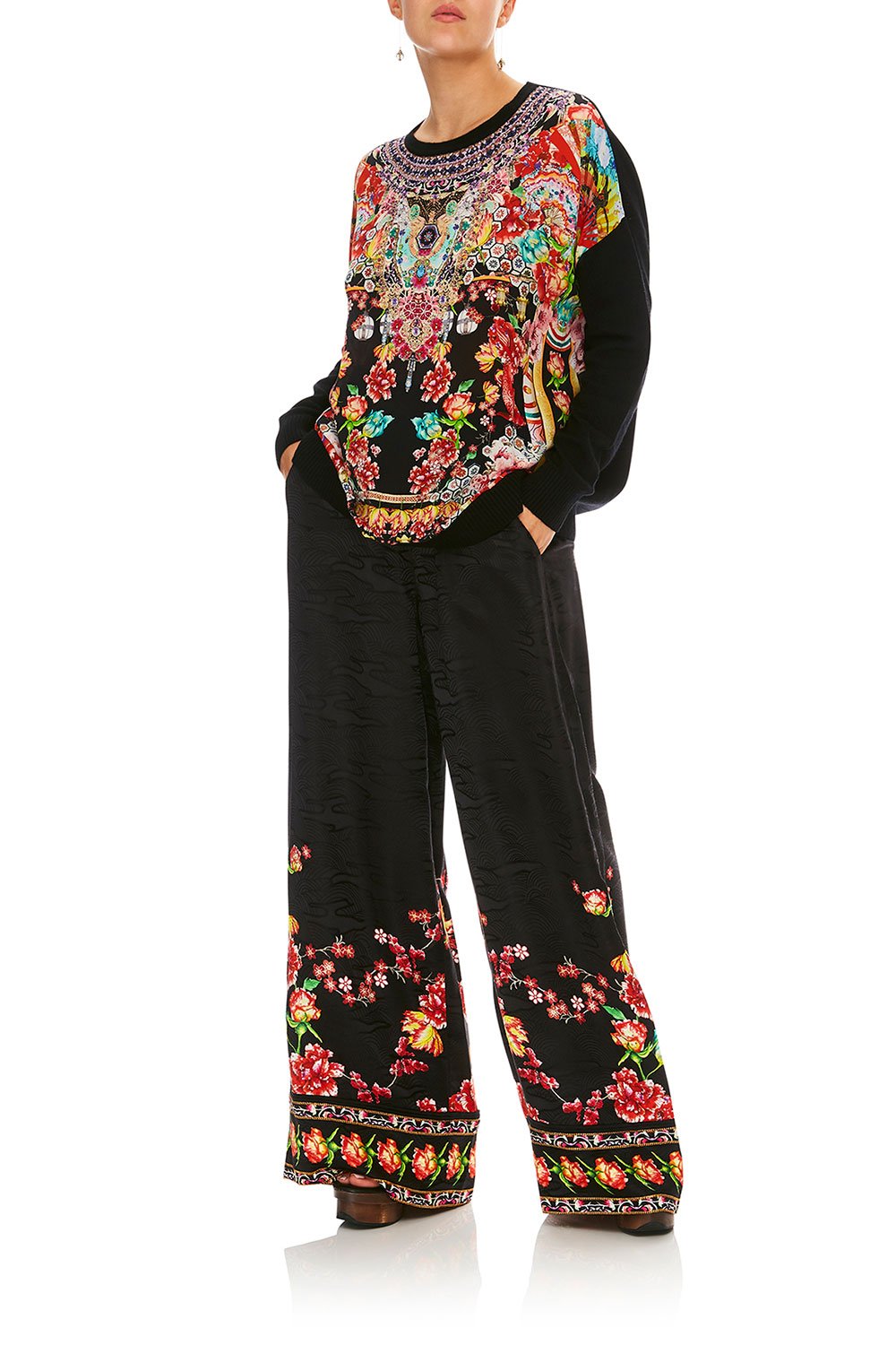 CAMILLA PAINTED LAND WIDE LEG PANT W/ CUFFS