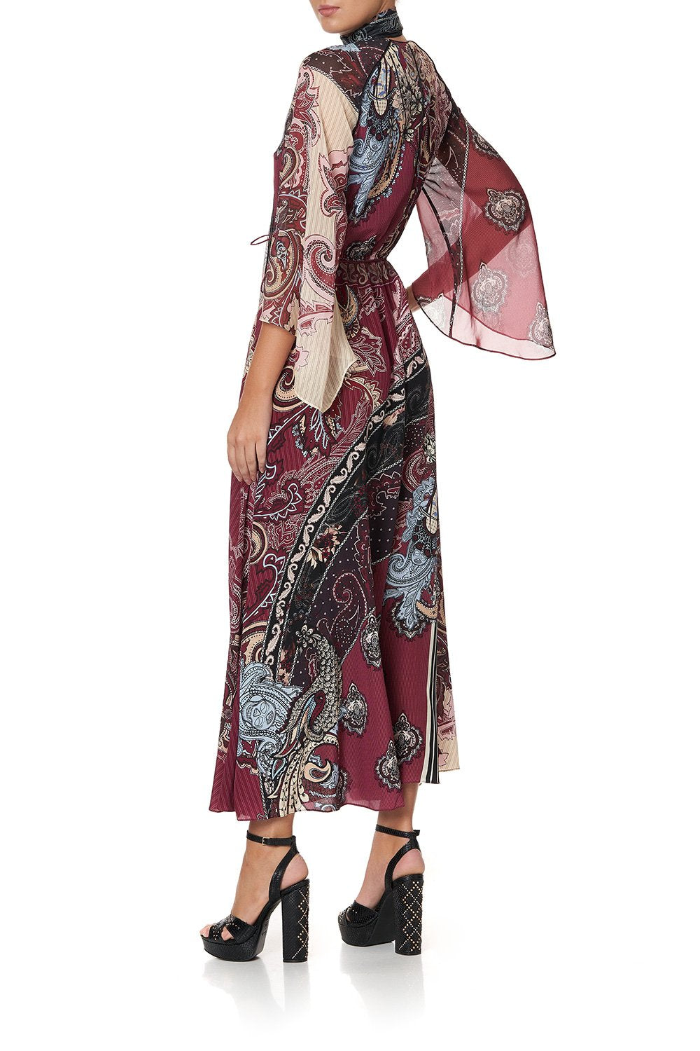 WRAP DRESS WITH NECK TIE TALE OF THE FIRE BIRD