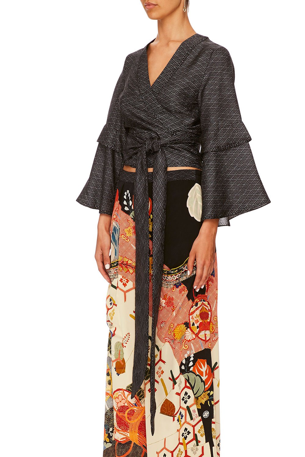 CAMILLA KISSING THE SUN WRAP FRONT TOP W LONG SLEEVE