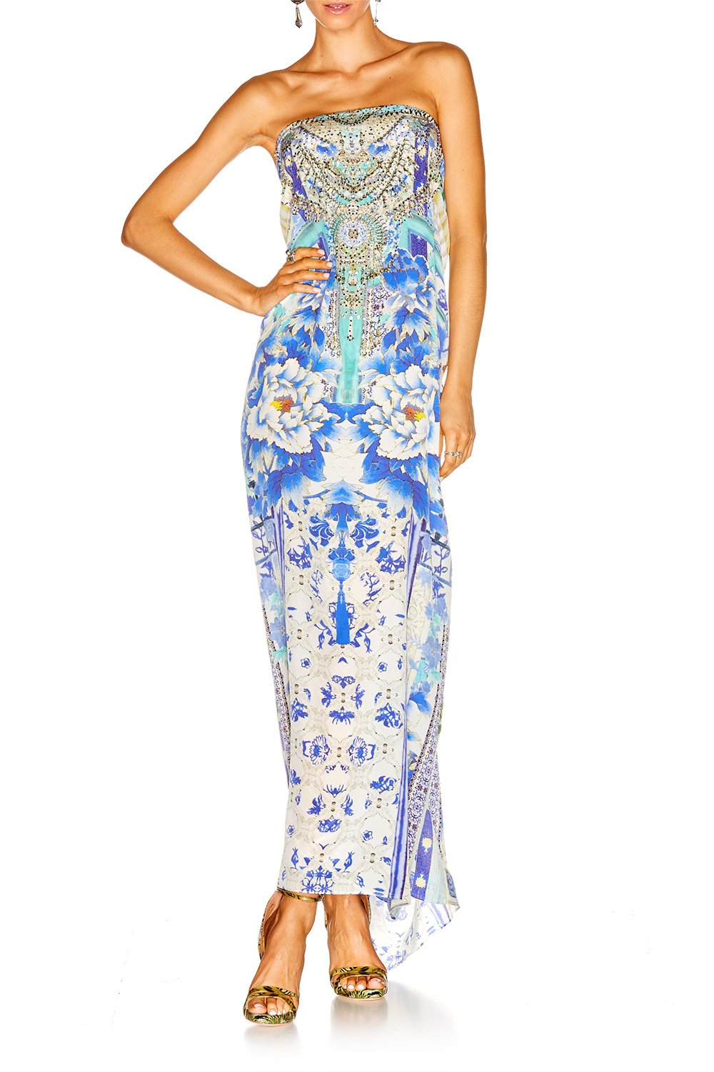 PORCELAIN PARADISE ROUND NECK KAFTAN