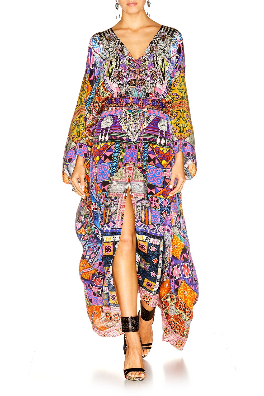 PATCH ME UP SPLIT HEM LACE UP KAFTAN