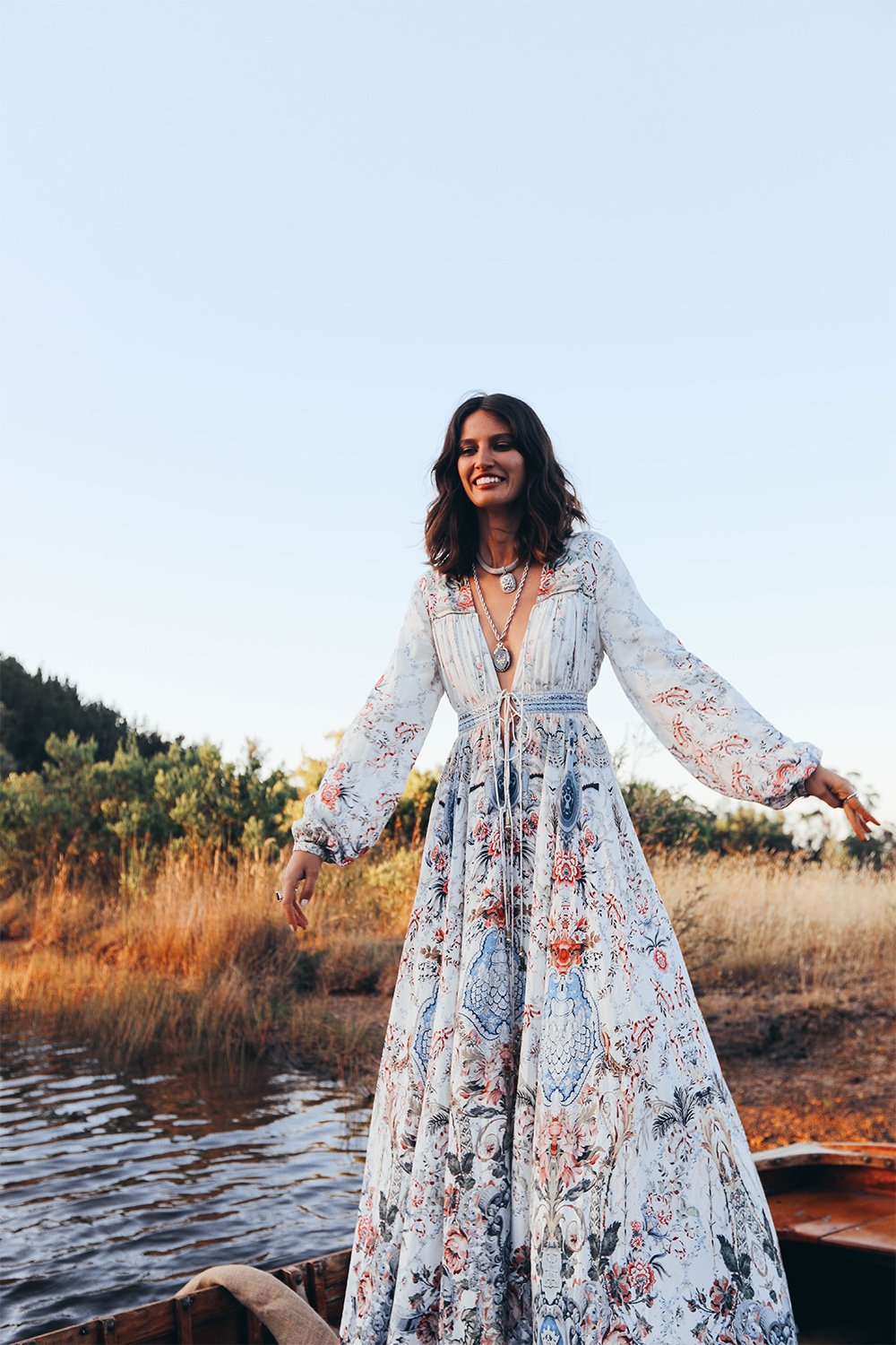 PEASANT DRESS WITH TIE FRONT SOUTHERN BELLE