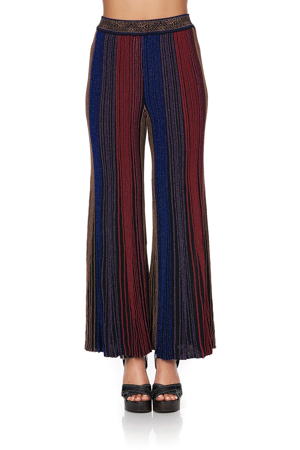 FLARED METALLIC KNIT PANTS FOLK RIVER