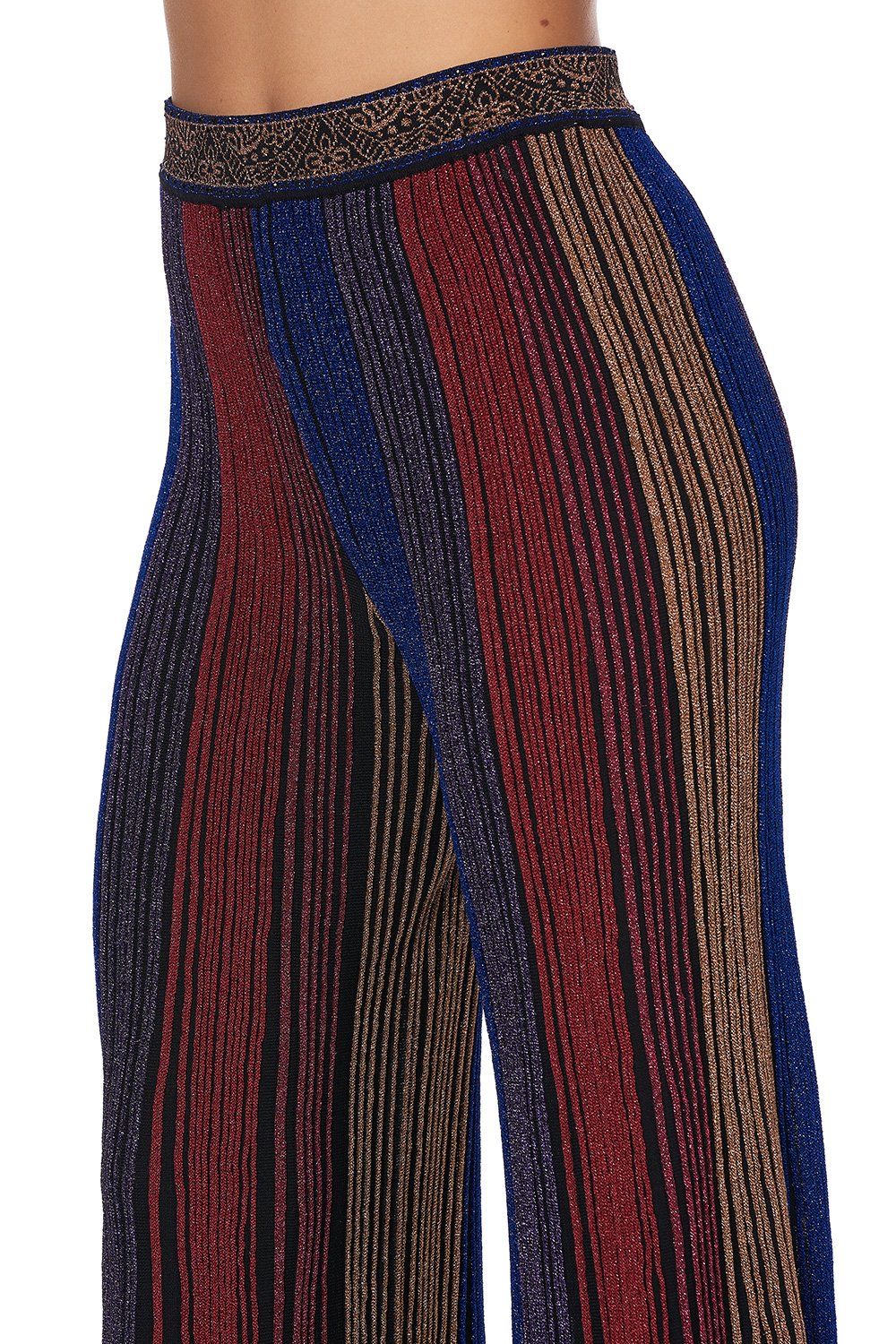 FLARED METALLIC KNIT PANTS FOLK RIVER