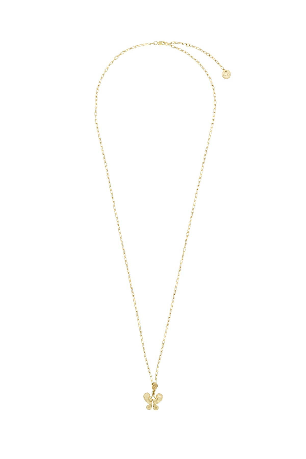 GOLD BRASS ETCHED MOTIF NECKLACE