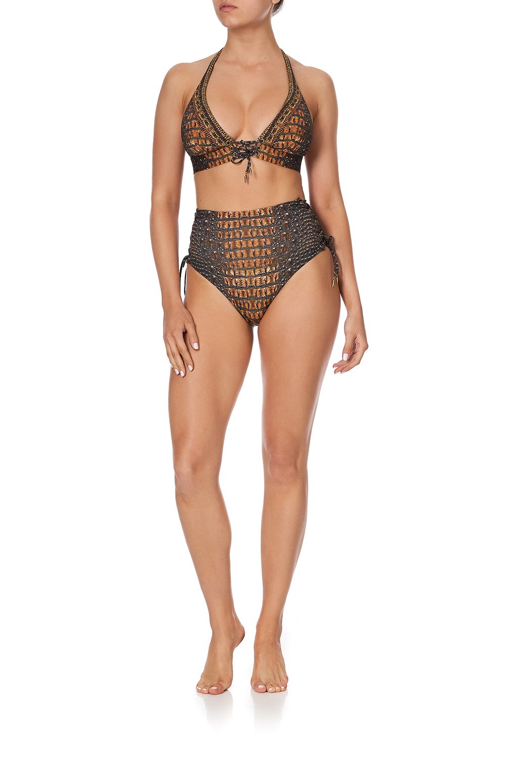 HALTER BRA WITH EYELETS CROCODILE ROCK