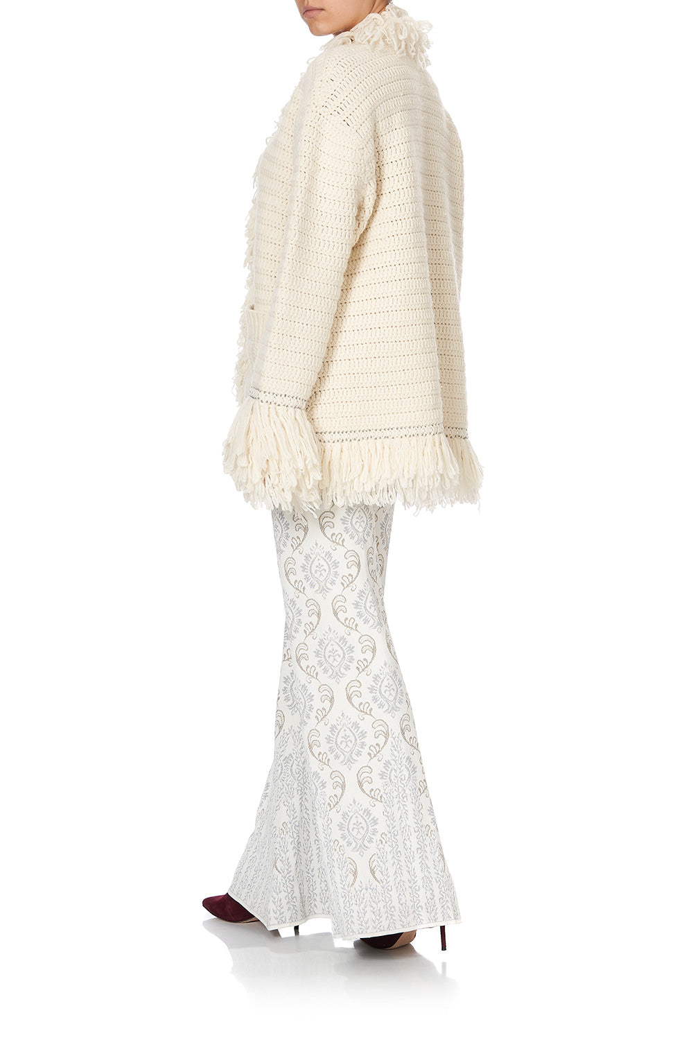 HEAVY KNIT CARDIGAN WITH FRINGING CRYSTAL CASTLE