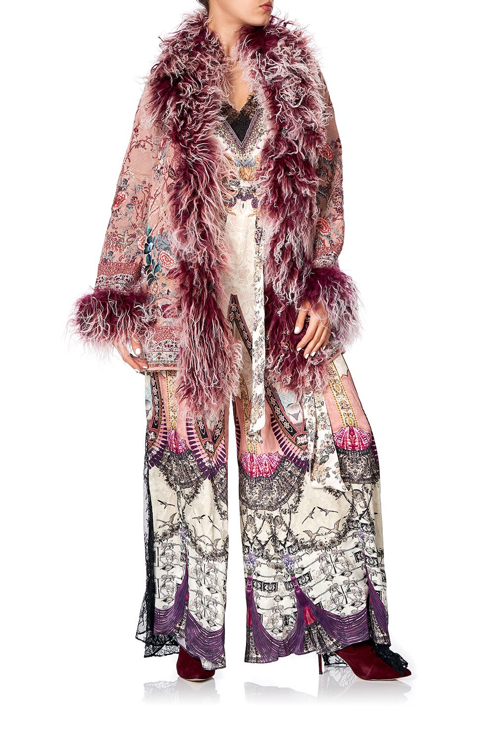 KNIT JACQUARD COAT WITH FUR ALL MY AVIGNON