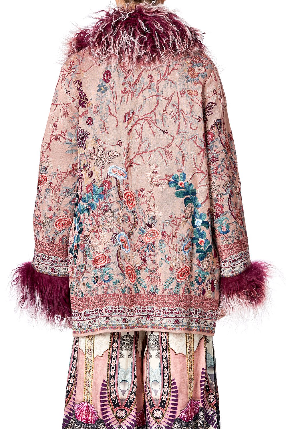 KNIT JACQUARD COAT WITH FUR ALL MY AVIGNON