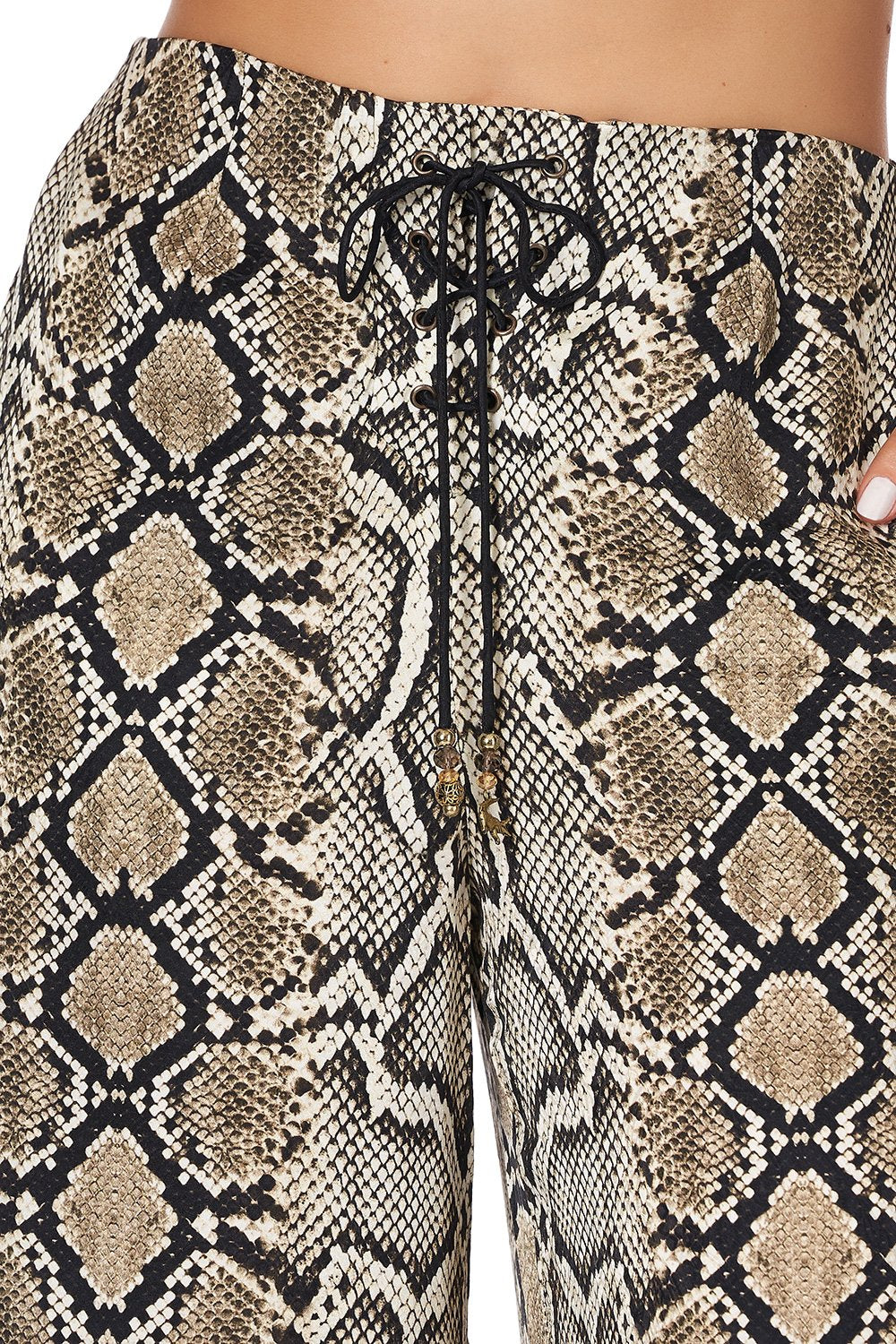 LACE UP FRONT FLARED PANT KAKADU BOO