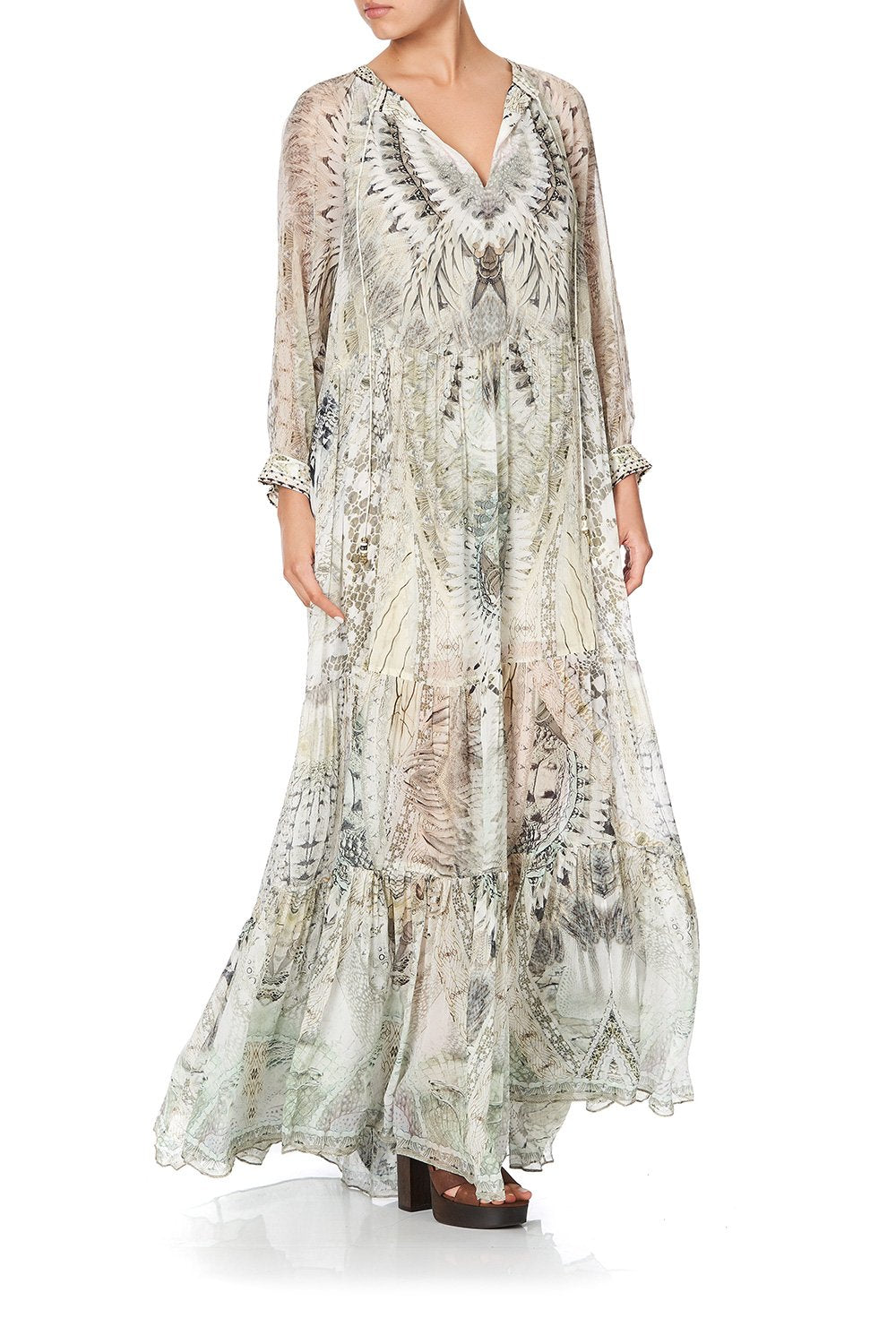 LONG GATHERED PANEL DRESS DAINTREE DREAMING