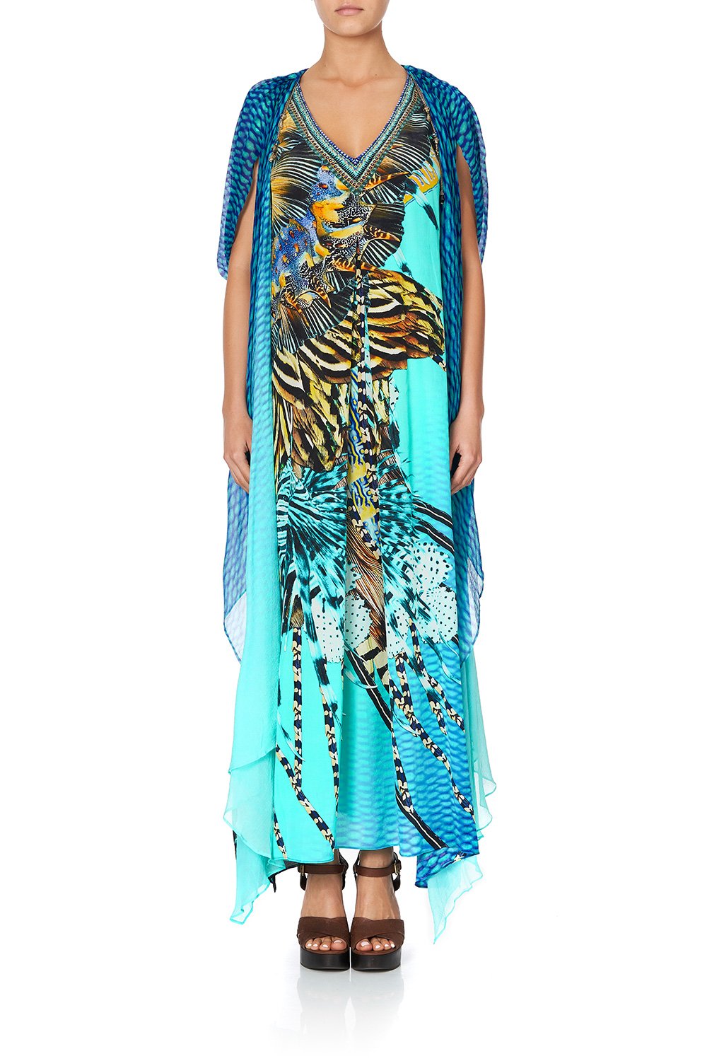 LONG KAFTAN WITH OVERLAY DETAIL MARINE QUEEN