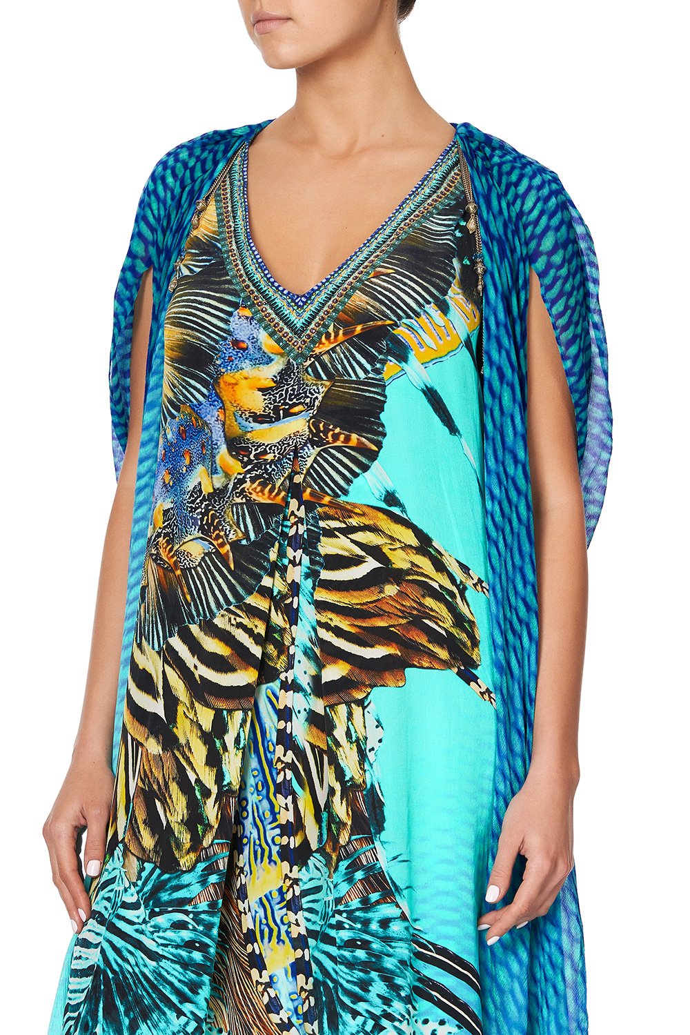 LONG KAFTAN WITH OVERLAY DETAIL MARINE QUEEN
