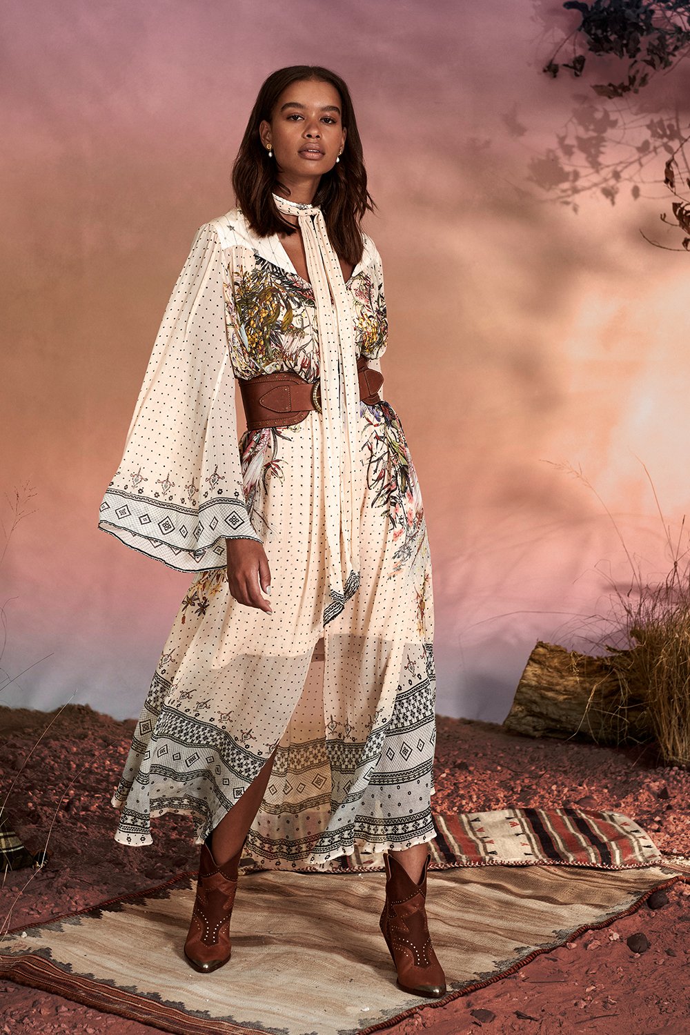 CINCHED LEATHER BELT TAN